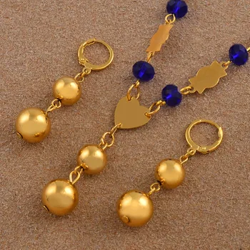 Perler, Vedhæng, Halskæder, Øreringe til Kvinder Marshall Smykke sæt Guld Farve Trendy perlesmykker Mikronesien Gaver #J0069