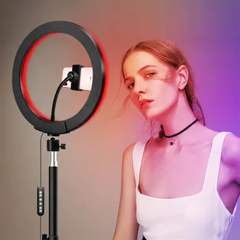 10tommer RGB Foto LED Selfie Ring Fyld Lys Dæmpes Kamera Telefon til at Ringe Lampe Farverige Marquee For Makeup Video Live Studio