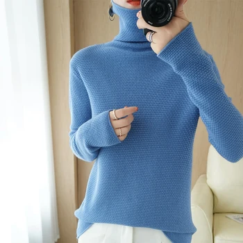Forår og Efterår Nye Kvinders Turtleneck Sweater Strikket Uld Pullover Løs i Stor Størrelse Pullover Women ' s Cashmere Sweater