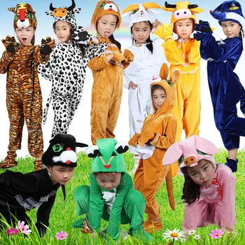 Børn kid velvet Dyr tegnefilm ko grog fox kangaroo gris, tiger dog ged, okse, kanin kat cock kostume handsker, sko, hat sæt