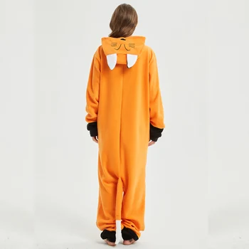 Fox Kigurumi Pyjamas Fleece Onesies For Voksne Dyr Tegnefilm Orange One-piece Pijamas Kvinder Mænd Halloween Passer Festival Outfit