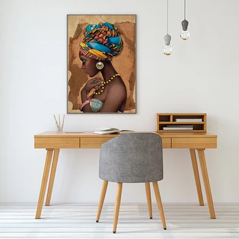 Afrika Væg Kunst, Lærred Maleri Sort Kvinde, Plakater og Prints Væg Billeder til Stue Dekoration Moderne Hjem Decor Cuadro