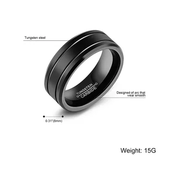 Modyle Fashion Sort Tungsten Ring For Mænd Wolfram Vielsesring Smykker Mode Mænds Store Ring