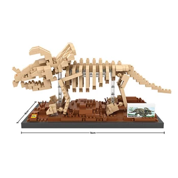 LOZ 9025 Jurassic Periode, Dinosaur, Triceratops Skelet 3D DIY Mini Diamant Blokke, Mursten Bygning Legetøj for Børn, ingen Box