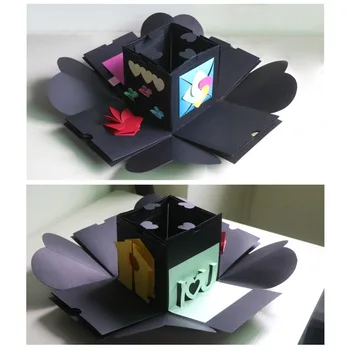 OurWarm DIY Overraskelse Kærlighed Eksplosion Box Foto Album til Valentinsdag Bryllup Max Birthday Suprise Gave 15x15x15cm