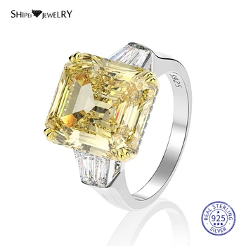 Shipei Coctail Ring 925 Sterling Sølv 14*16MM Skabt Moissanite Gemstone Weddding Engagement Ring Smykker Gave Størrelse 5-12