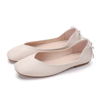 TIMETANGLarge størrelse 35-43 kvinder flade sko uden blonder Candy farve blød behagelig kvinde båd sko sort pink ladies ballerinaer