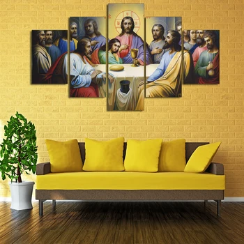 ALMUDENA 5 Stykker HD Trykt Jesus Den Sidste Nadver, boligindretning Stue Maleri På Lærred Væg Kunst Plakat og Print