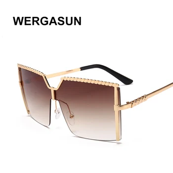 WERGASUN 2020 Nye Mode Overdimensionerede Pladsen Uindfattede Solbriller Kvinder Helt Store Designer solbriller Rejse Gradient UV400