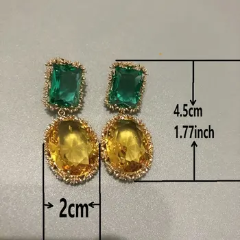 Bilincolor mode unik disgn lille blomst side grønne giving gul cubic zircon øreringe til kvinder