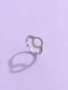LEKANI Ægte 925 Sterling Sølv Skinnende 5A Cubic Zirconia forlovelsesringe For Kvinder Vintage Cirkel Finger Ring Smykker