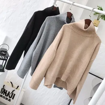 2020 Efterår og Vinter Nye Kvinder er Simpelt Temperament Rullekrave Varm Pullover Sweater Lounge Wear Harajuku Kpop
