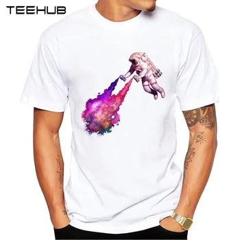2019 TEEHUB Mænds Kreative Shooting Stars Trykt kortærmet T-Shirt Hipster O-neck Design Toppe Cool Tee Desgin
