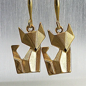 Origami Fox Dingle Øreringe Kvinder Engagement Bryllup Tilbehør, Mode Drop Øreringe til Kvinder Smykker Dropshipping