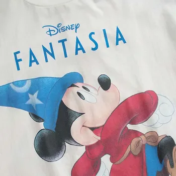 Disney T-Shirt Chic Mode Mickey Mouse Magic Tegnefilm Print Harajuku Kvinder T-Shirt Med O-Hals, Korte Ærmer Bomuld Tee Kvindelige Toppe