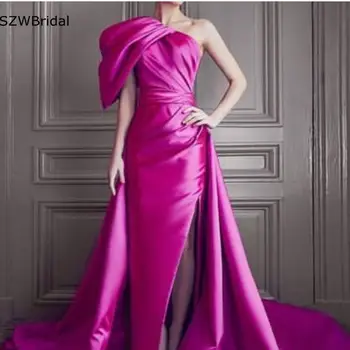 Nye Ankomst Ene skulder Formel kjole kvinder elegant Satin Aften kjoler Robe de soiree abendkleider 2021 Abiye Part kjole
