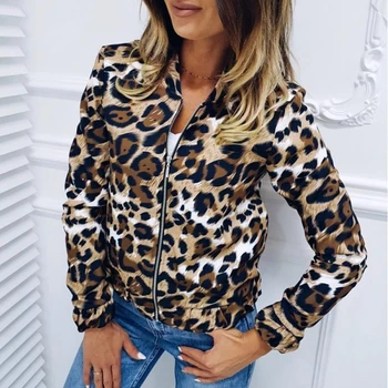 Fashion Kvinder Tøj Med Lange Ærmer Jakke, Sweater Top Damer Afslappet Leopard Cardigan Med Lynlås Kort Outwear Frakke Jakke 2020