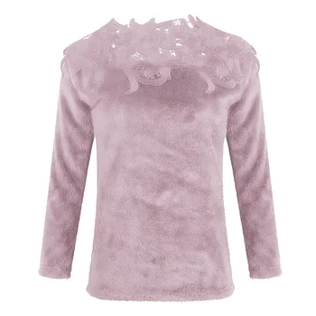 MONERFFI 2020 Nye Kvinders Efteråret langærmet Lace Hule Sweater Solid o-neck Sexy Strikket Sweater Kvinder i Stor Størrelse Pullovere