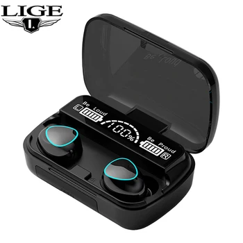 LIGE M10 TWS Trådløse Hovedtelefoner til en Bluetooth-5.0 Øretelefoner HiFi Stereo Øretelefoner Sport Vandtæt Headsets Med 2000mAh Opladning Box