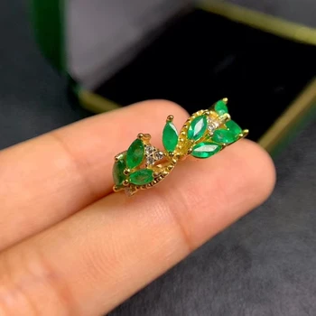 Mode Grønne smaragd-Ædelsten Ring for kvinder smykker certificeret naturlige perle hus øje style guld farve girl party gave