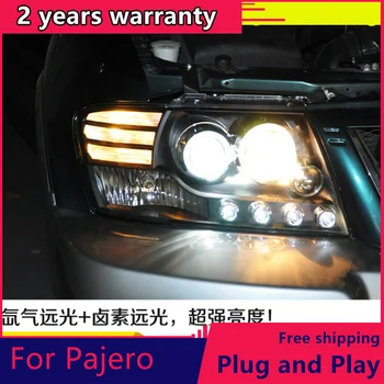 KOWELL Bil Styling Til Mitsubishi Pajero V73 forlygter For V73 LED lygte Angel eye led KØRELYS foran lys Bi-X