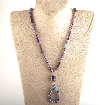 MD Mode Boheme Smykker Tilfældig Form Naturlige Sten /Glas Krystal Med Semi-Ædle Perle Dråbe Halskæde Kvinder Gave Dropship