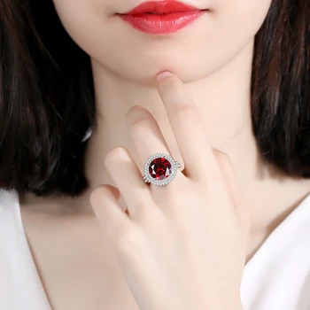 KALETINE 925 Sterling Sølv Krone Ringe til Kvinder Luksus Ring Kvinders bryllupsfest Rød Granat Crystal 2019 Mode Smykker