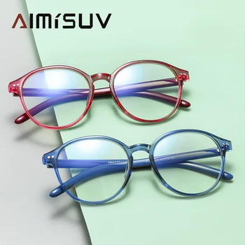 AIMISUV Runde Blå Lys Blokering Briller Kvinder Mænd Mode Computer Gaming Klare Briller Mand Kvinde UV400