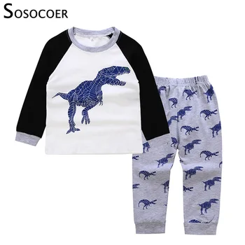SOSOCOER Kids Tøj Sæt Børn Toddler Drenge Tøj Sæt Kid Efterår og Vinter Dragt Lange Ærmer Dinosaur Shirt Boy Tøj Sæt