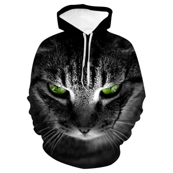 Mænd Kvinder Funny Cat-Sweatshirts med Lange Ærmer 3D-Hættetrøjer Sweatshirt Pullover Toppe Par Bluse Pullover Hoodie Poleron mujer