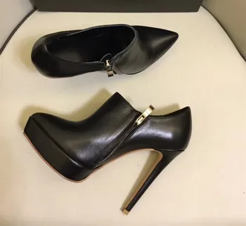Høj kvalitet, brand design ægte læder ankel støvler Fahion kvinder høje hæle sko Smarte korte støvler kvinder EU35-41 BY607