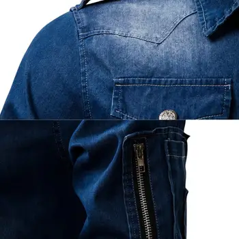 2021 Nye Mænd Denim Jeans Skjorte Efteråret Langærmede Skjorter, Afslappet Slank Retro Denim, Toppe