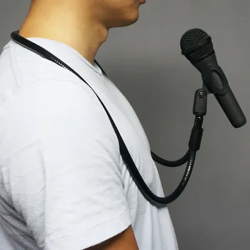 Universal Mikrofon Hals Tandbøjle Holder Hænderne Fri Mic Stand Holder U-type Klip Klemme Justerbar for Performance Musikalsk Spiller