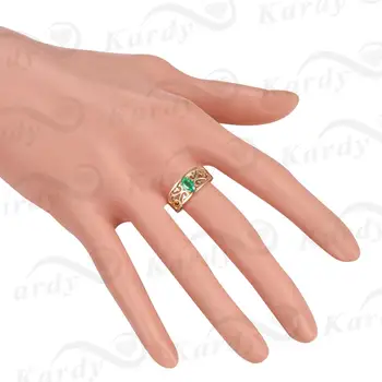 Fantastiske Ægte Naturlig Columbia Oval Smaragd Skæres Massivt 14K Gul Guld Bryllup Engagement Band Ring for Kvinder