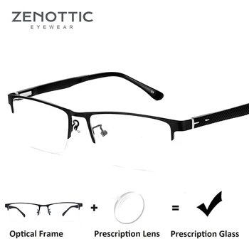 ZENOTTIC Halv frame Recept Progressive Briller Mænd Anti Blå Lys Fotokromisk Læsning Briller Optisk Nærsynethed Briller