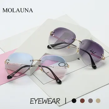 2020 Nye Brand Design Vintage Uindfattede Pilot Solbriller Kvinder Retro Skære Gradient Linse solbriller Til Kvinder Oculos UV400