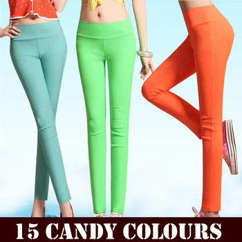 S-6XL15 Farver, Nye Vinter Plus Size Women ' s Bukser, Mode Candy Farve Tynde høj talje elastiske Bukser Fit Dame Blyant Bukser