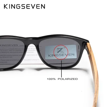 KINGSEVEN Mode Træ-Polariseret Square Solbriller Mænd Kvinder Mirror Linse UV400 Beskyttelse Kørsel Sol Briller Briller