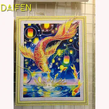 DAIFEN 5D DIY Specielt Formet Diamant Maleri fisk lanterne Håndarbejde 3d Bore Mosaik Broderi Indretning Gave 40 × 50CM DH