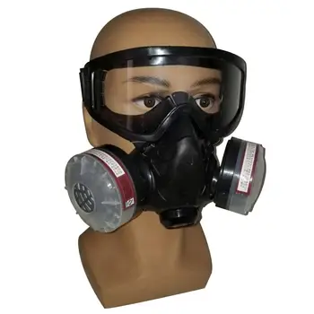 Filter Gas Mask Halve Ansigt Filter Luftforsynede Åndedrætsværn Med Anti-fog Briller Kemisk Støv Maske Til Maling Spray Svejsning