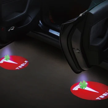 Bil Døren Velkommen Lettere Modificeret LED Laser Logo Lampe Atmosfære Ændring Lys For Tesla Model 3 Tilbehør