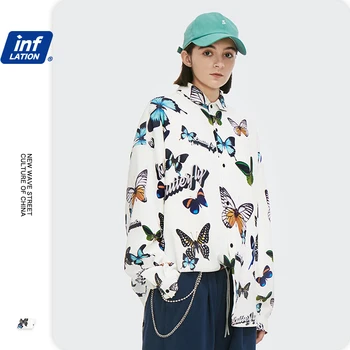 INFLATIONEN Mænd Harajuku langærmet Skjorte 2020 FW Overdimensionerede Hip Hop Shirt Mænd Japansk Streetwear Digital Print Shirt Mænd 2119W