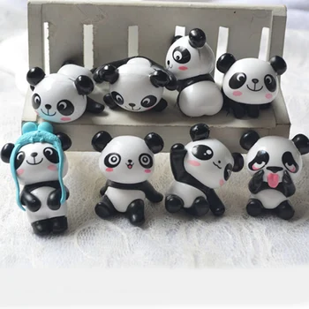 8stk/Sæt Søde Tegneserie Panda Toy Figurer i Landskab Fe Haven Miniature Indrettet i Kinesisk stil Kawaii Pandaer Dyr modeller