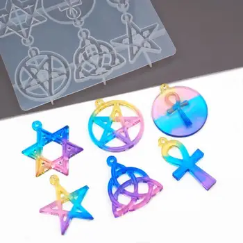 DIY Vedhæng Harpiks Skimmel Stjernede Pentagram UV-Epoxy Silikone Forme til Smykker Støbeform Smykker Gør Værktøjer Harpiks Håndværk