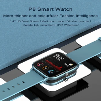 Nye P8 Fuld Touch-Skærm, Smart Ur Man Fitness Tracker Kalorieindhold Overvåge Bluetooth Musik Se 1,4 tommer Smartchwatch android Mænd