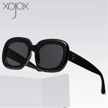 XojoX Ovale Solbriller Kvinder Mænd 2020 Mærke Deisgner Tyk kant Vintage solbriller Damer Mode Leopard Nuancer Sexet Briller