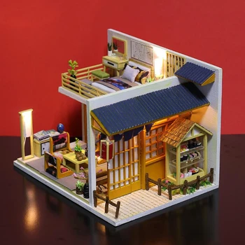 DIY 3D Træ-Miniature dukkehus Kit Japansk Stil Hus Kreative Building Assembly Model Kabine Jul Fødselsdag Gaver