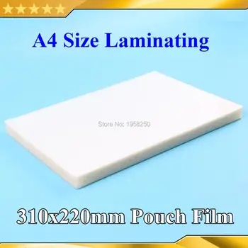 Gratis Forsendelse 100Sheets 50mic(2mil) A4 Size(310x220mm) PVC Klar Glossy 2Flap lamineringslomme Film for Varmt Lamineringsmaskine