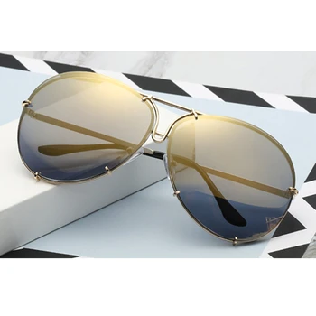 Nye UV400 Kvinder Solbriller Spejl Uindfattede Oval Kørsel Glsses For Dame Med Box