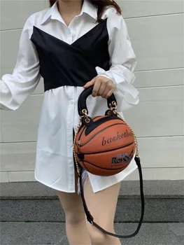 Nyt Design Basketball Form Hånd Taske Mode Kvinder Kæder Håndtaske Brev Skuldertaske Kvindelige Mini-Crossbody Tasker Cirkulære Pung